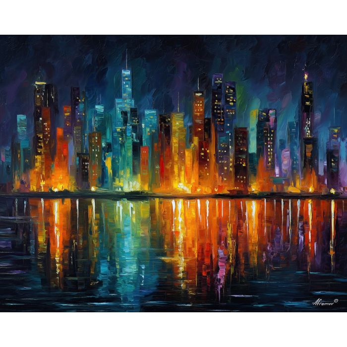 deep sea city,magical underwater lights,oil painting,afremov style