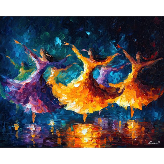 underwater dance,magical beings,oil painting,afremov style