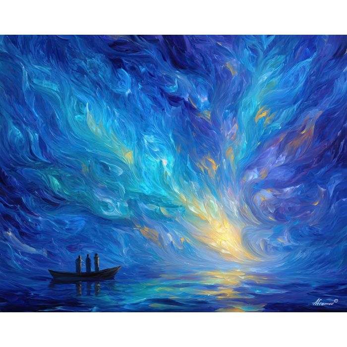 sea spirits,magical currents,oil painting,afremov style
