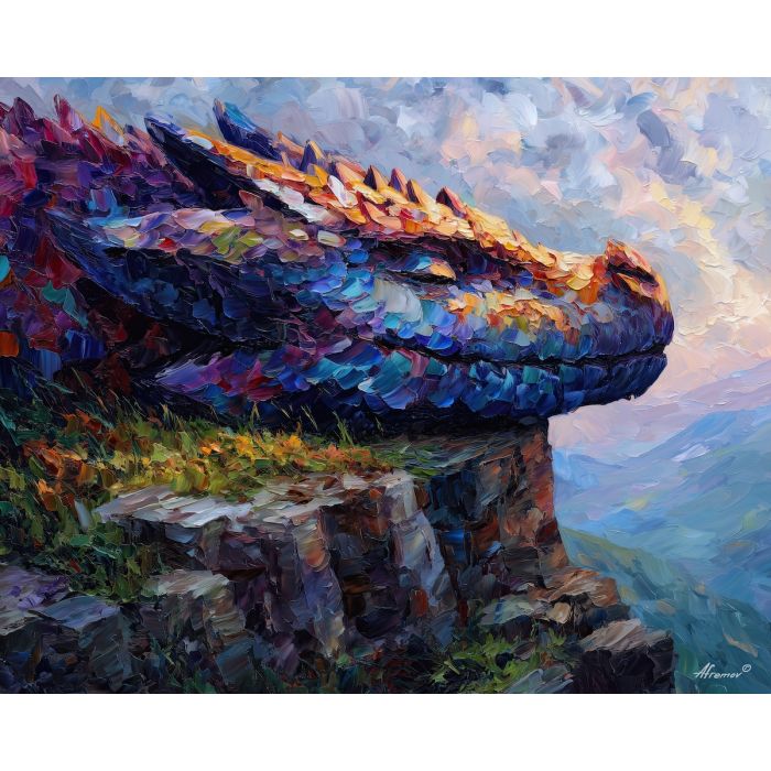earth air elemental,wyvern fantasy,oil painting,afremov style