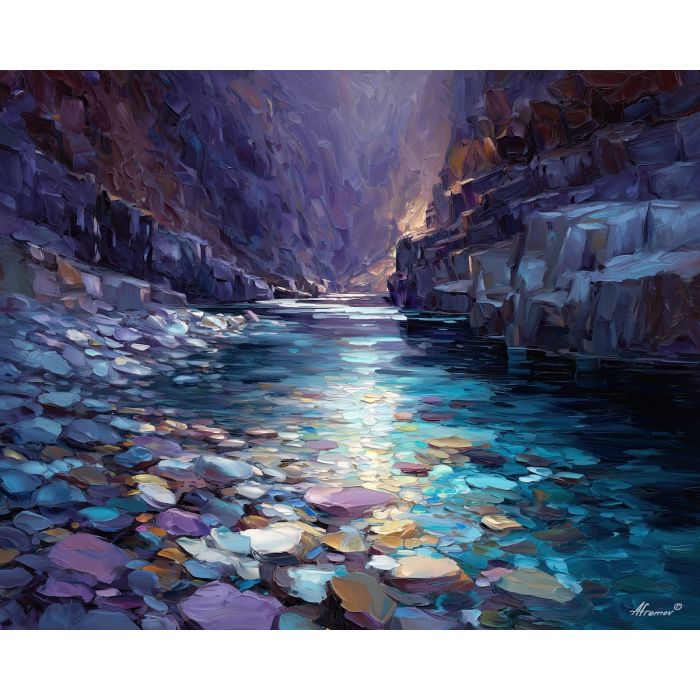 underwater canyon,sea glass fantasy,oil painting,afremov style