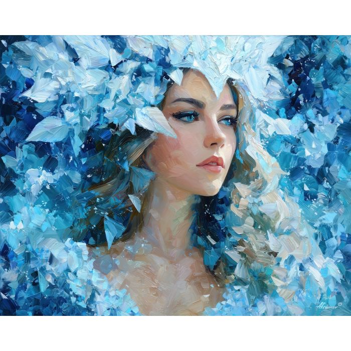 ice elemental,frost magic,oil painting,afremov style