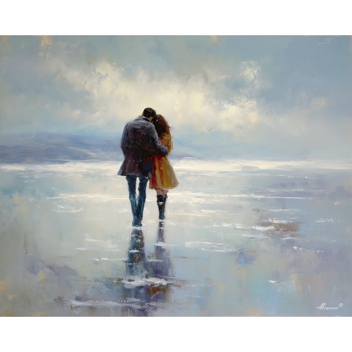 close, presence, palette knife, oil painting, impasto, thick pigment, layered surface, scraped paint, textured strokes, expressive surface, material depth, hand painted, visual balance, atmospheric, color interaction, paint ridges, manual technique