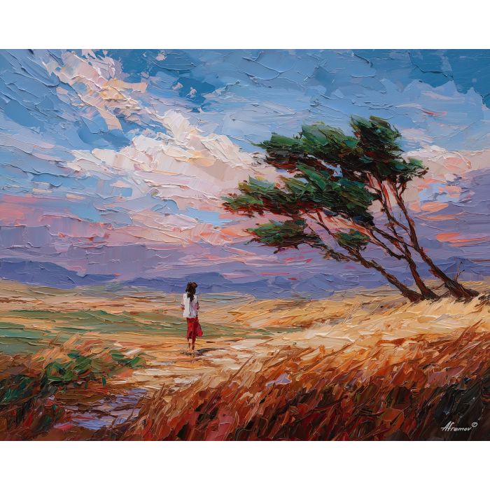 quiet, presence, palette knife, oil painting, impasto, thick pigment, layered surface, scraped paint, textured strokes, expressive surface, material depth, hand painted, visual balance, atmospheric, color interaction, paint ridges, manual technique