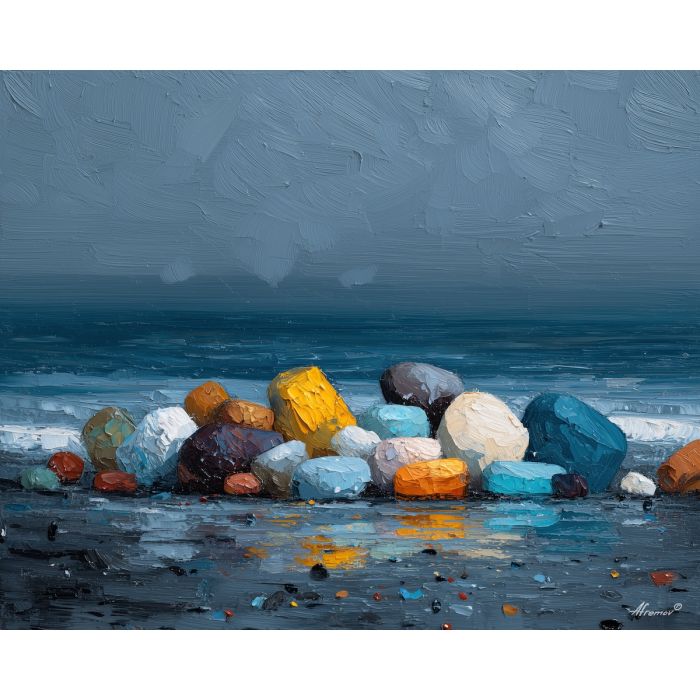 rounded, fragment, palette knife, oil painting, impasto, thick pigment, layered surface, scraped paint, textured strokes, expressive surface, material depth, hand painted, visual balance, atmospheric, color interaction, paint ridges, manual technique