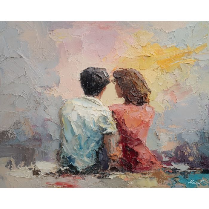 still, gesture, palette knife, oil painting, impasto, thick pigment, layered surface, scraped paint, textured strokes, expressive surface, material depth, hand painted, visual balance, atmospheric, color interaction, paint ridges, manual technique