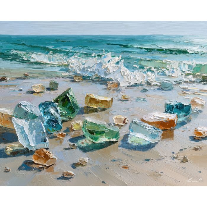 clear, piece, palette knife, oil painting, impasto, thick pigment, layered surface, scraped paint, textured strokes, expressive surface, material depth, hand painted, visual balance, atmospheric, color interaction, paint ridges, manual technique