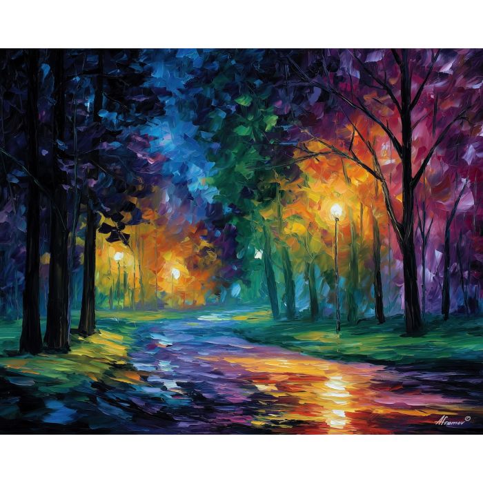 magic fields,light dark landscape,oil painting,afremov style