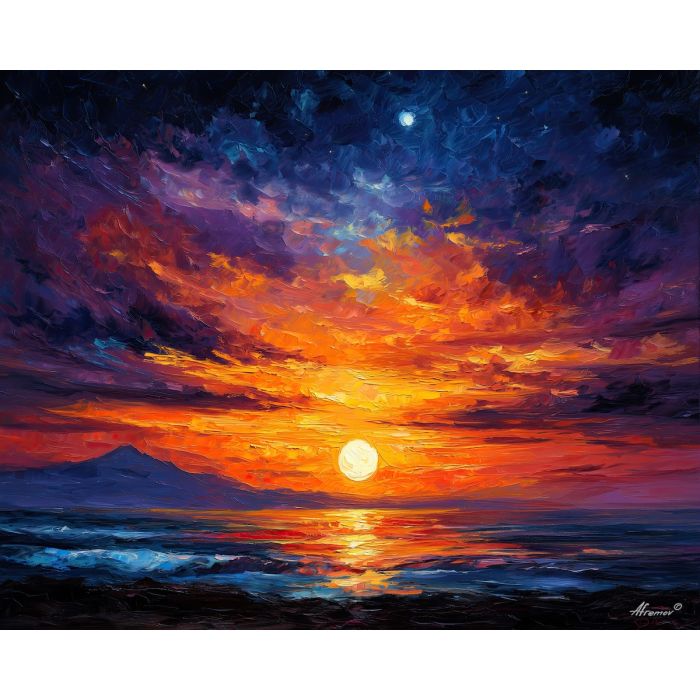 light dark horizon,magic landscape,fantasy art,oil painting,afremov style