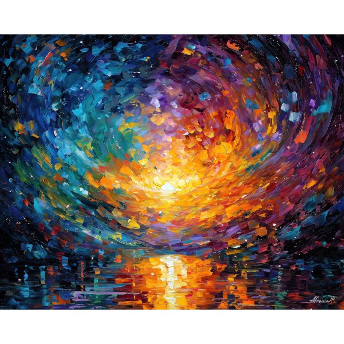 magic ritual,light dark balance,oil painting,afremov style