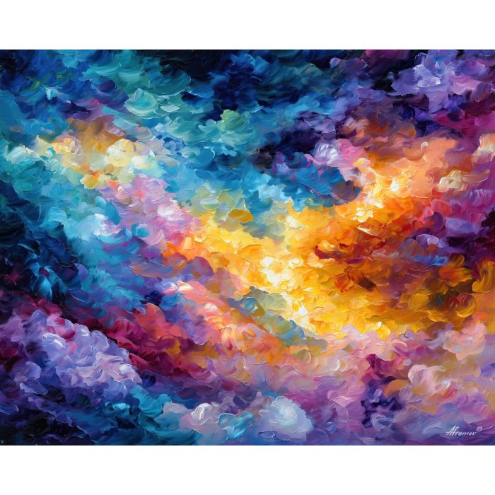 magic clouds,minimal sky,oil painting,afremov style