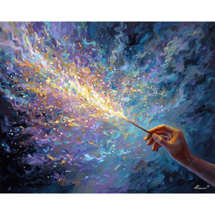 magic threads,minimal fantasy,oil painting,afremov style