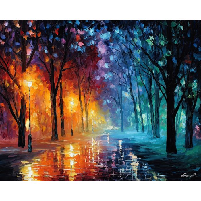 light dark coexistence,fantasy magic,oil painting,afremov style