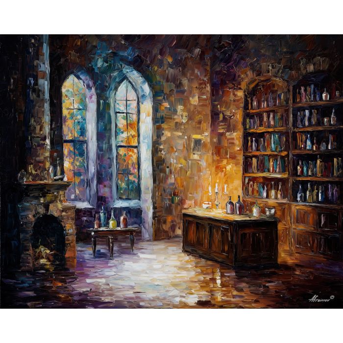 magic room,minimal interior,oil painting,afremov style
