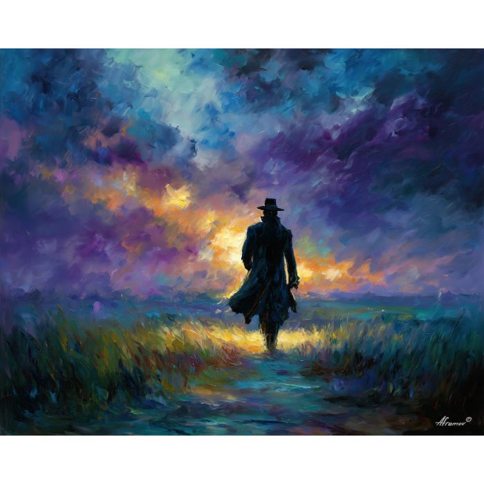 light magic traveler,fantasy journey,oil painting,afremov style