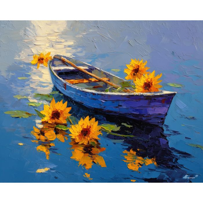 morning, row, palette knife, oil painting, impasto, thick pigment, layered surface, scraped paint, textured strokes, expressive surface, material depth, hand painted, visual balance, atmospheric, color interaction, paint ridges, manual technique
