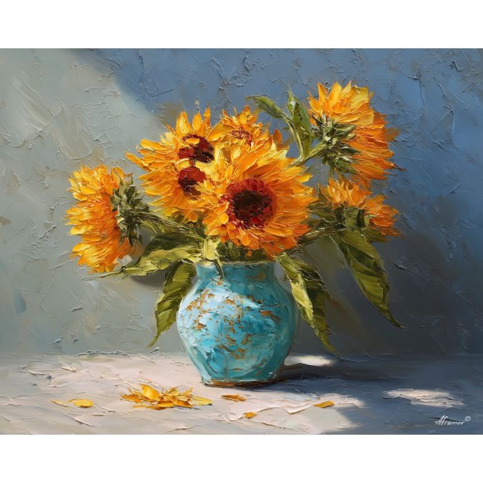 bright, presence, palette knife, oil painting, impasto, thick pigment, layered surface, scraped paint, textured strokes, expressive surface, material depth, hand painted, visual balance, atmospheric, color interaction, paint ridges, manual technique