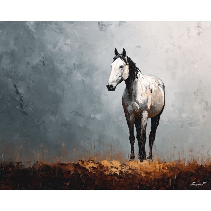 alert, quiet, distance, palette knife, oil painting, impasto, thick pigment, layered surface, scraped paint, textured strokes, expressive surface, material depth, hand painted, visual balance, atmospheric, color interaction, paint ridges, manual technique