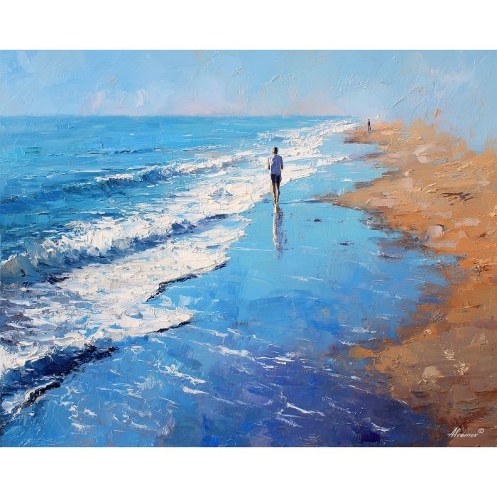 quiet, wide, walk, palette knife, oil painting, impasto, thick pigment, layered surface, scraped paint, textured strokes, expressive surface, material depth, hand painted, visual balance, atmospheric, color interaction, paint ridges, manual technique