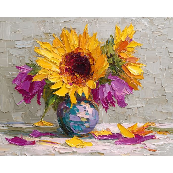 upright, presence, palette knife, oil painting, impasto, thick pigment, layered surface, scraped paint, textured strokes, expressive surface, material depth, hand painted, visual balance, atmospheric, color interaction, paint ridges, manual technique