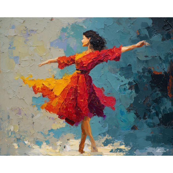 rhythmic, cut, figure, palette knife, oil painting, impasto, thick pigment, layered surface, scraped paint, textured strokes, expressive surface, material depth, hand painted, visual balance, atmospheric, color interaction, paint ridges, manual technique