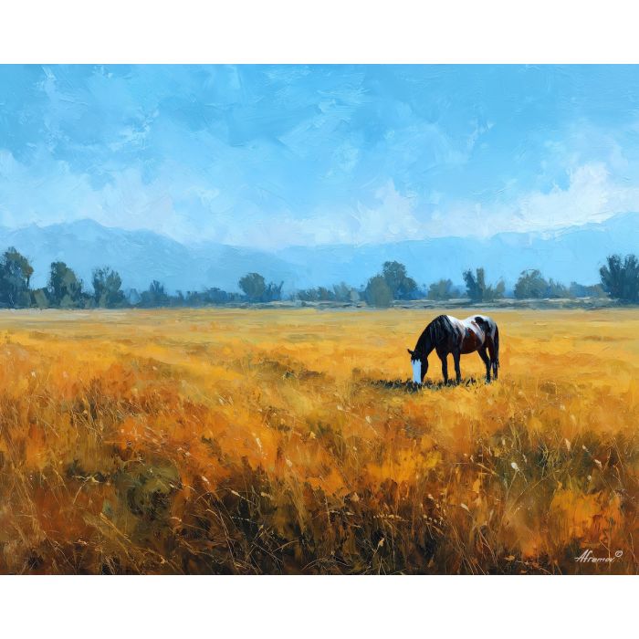 still, open, field, palette knife, oil painting, impasto, thick pigment, layered surface, scraped paint, textured strokes, expressive surface, material depth, hand painted, visual balance, atmospheric, color interaction, paint ridges, manual technique