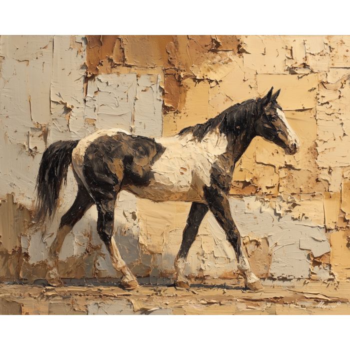 alert, still, moment, palette knife, oil painting, impasto, thick pigment, layered surface, scraped paint, textured strokes, expressive surface, material depth, hand painted, visual balance, atmospheric, color interaction, paint ridges, manual technique