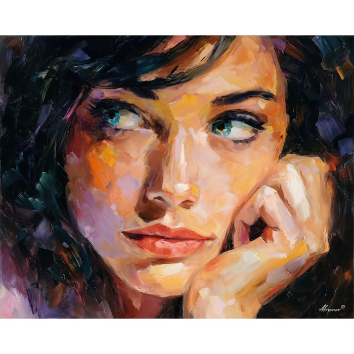 determination portrait,quiet strength,oil painting,afremov style