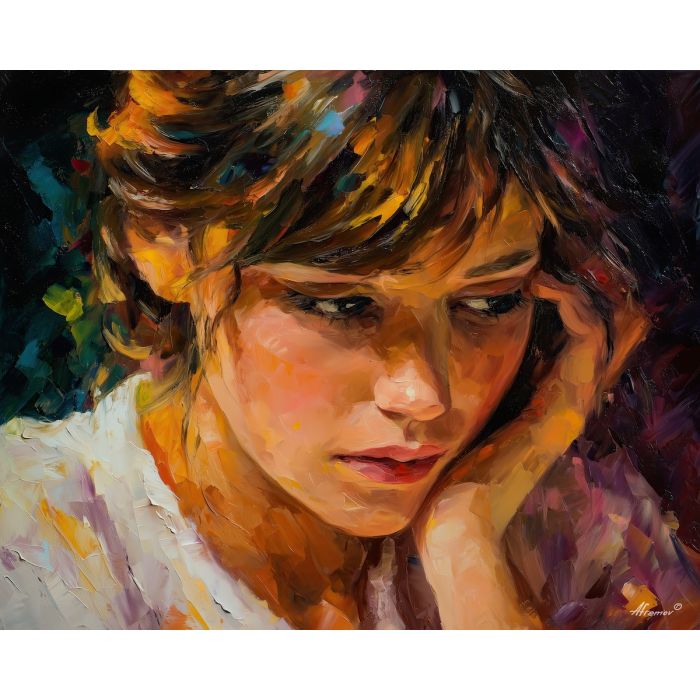 empathy portrait,compassion emotion,oil painting,afremov style