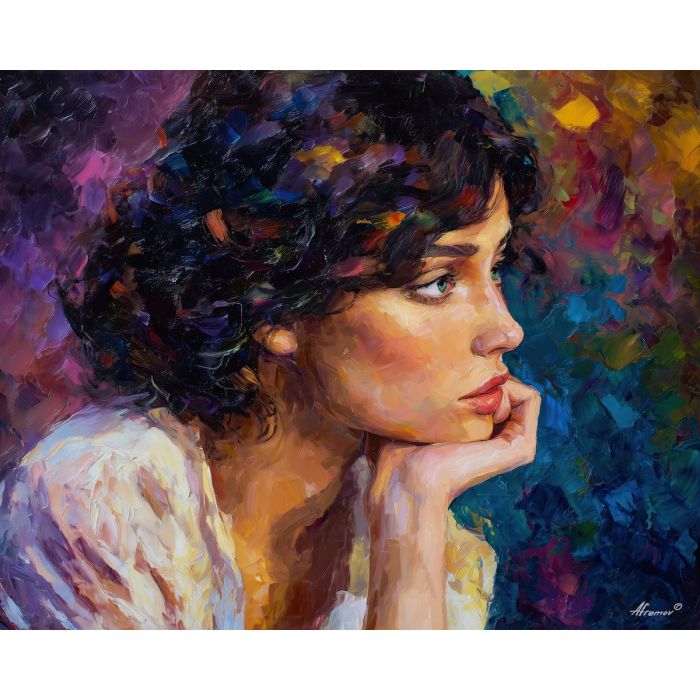 longing emotion,subtle yearning,oil painting,afremov style