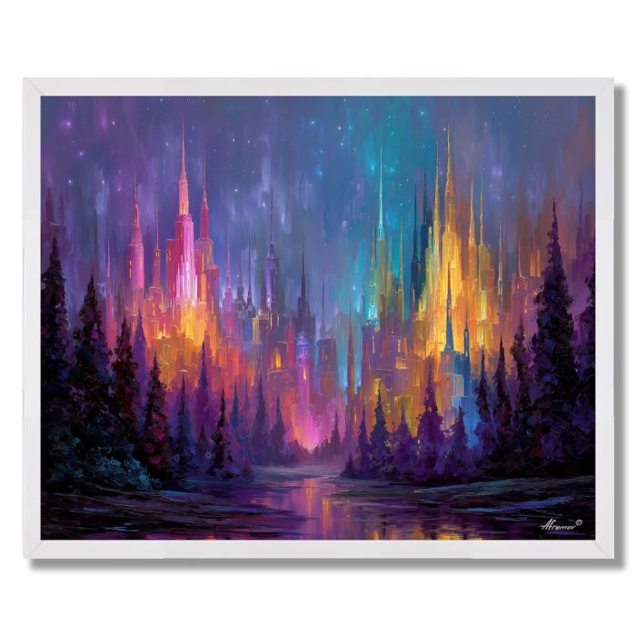 NEON AETHER SPIRES - FRAMED