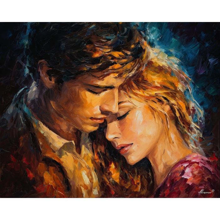 empathy portrait,compassion emotion,oil painting,afremov style