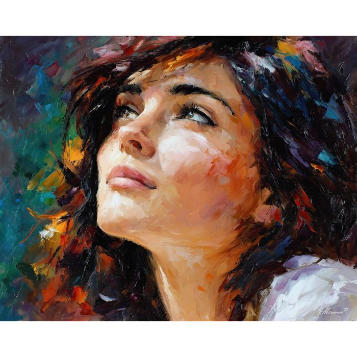 serene portrait,peaceful emotion,oil painting,afremov style
