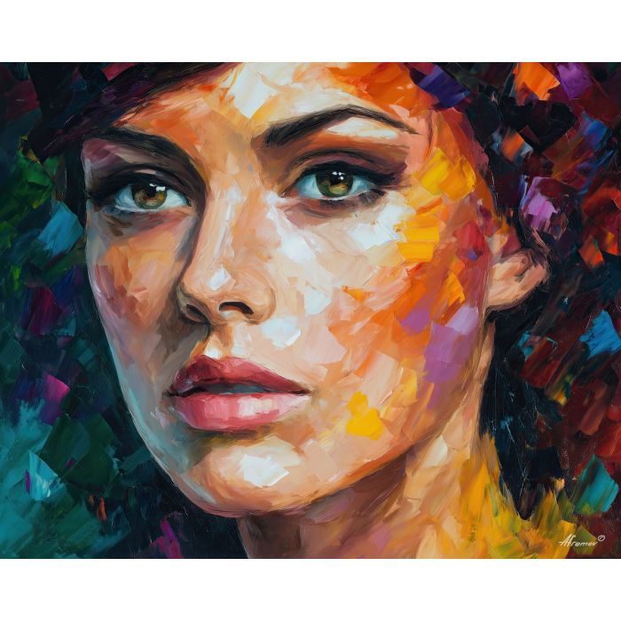 resilience portrait,quiet power,oil painting,afremov style