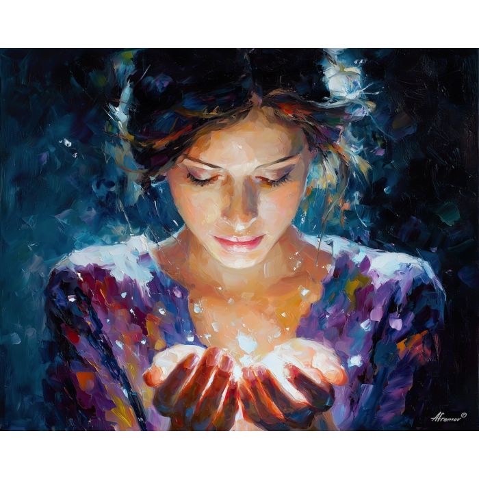 spellweaver portrait,soft magic,oil painting,afremov style