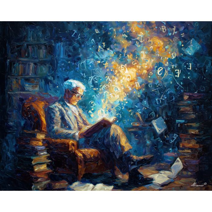 arcane scholar,magic portrait,oil painting,afremov style