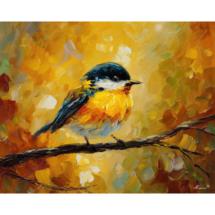 songbird portrait,nature bird,oil painting,afremov style