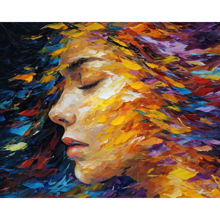 air magic portrait,flowing motion,fantasy art,oil painting,afremov style