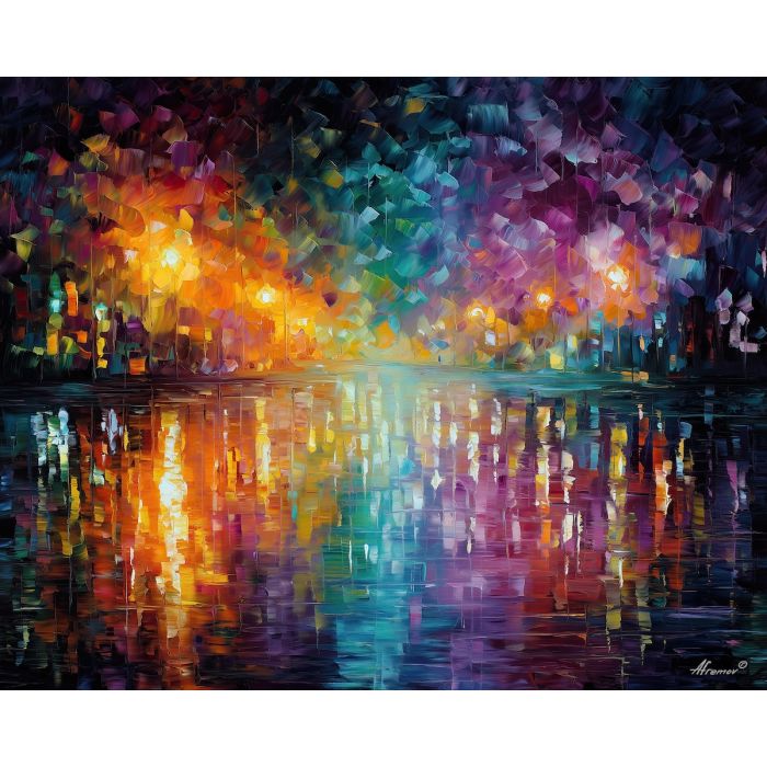 magical muse portrait,fantasy reflection,oil painting,afremov style