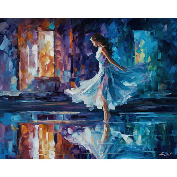 mirror magic portrait,silver tones,oil painting,afremov style