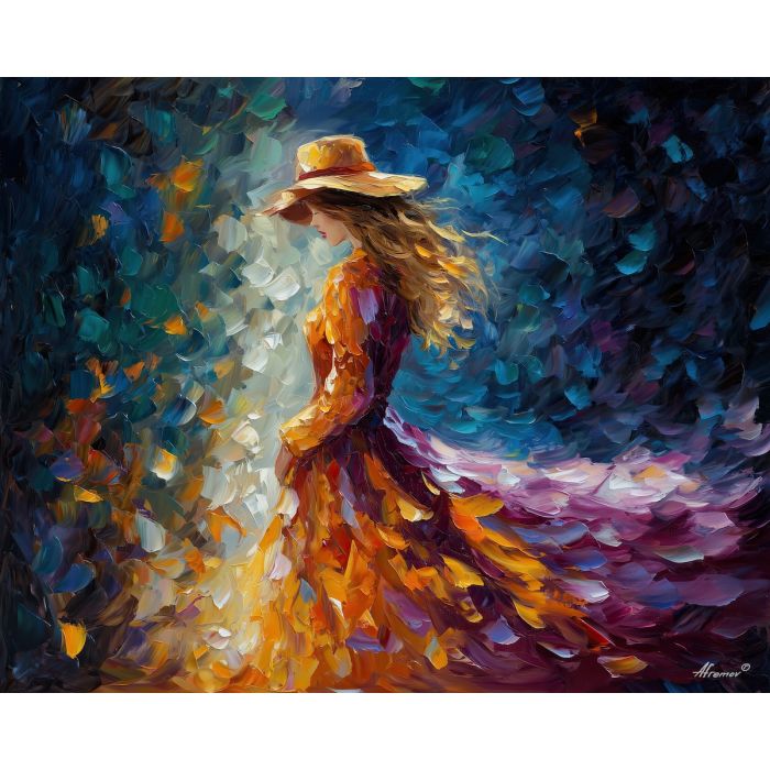 shadow magic portrait,quiet power,oil painting,afremov style