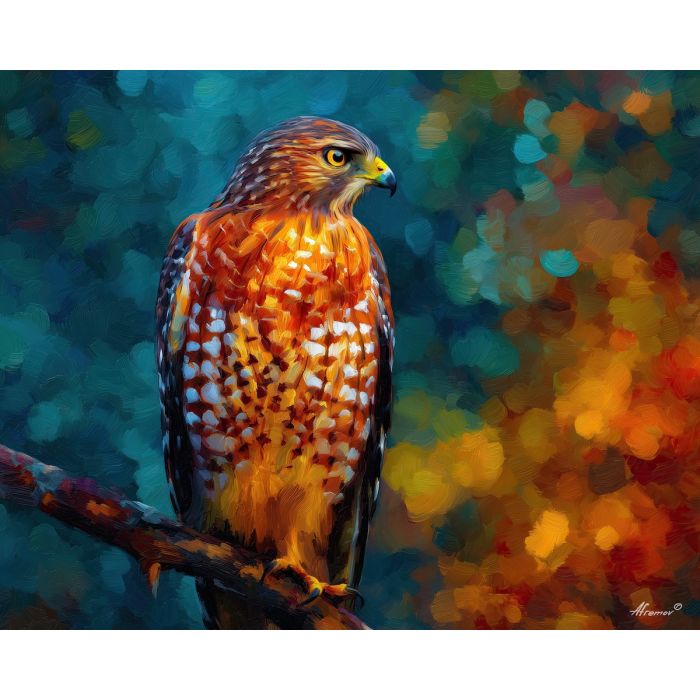 hawk portrait,bird of prey,oil painting,afremov style