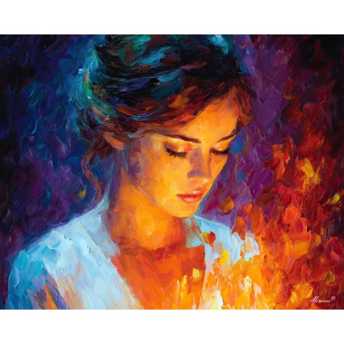 inner fire portrait,controlled magic,oil painting,afremov style