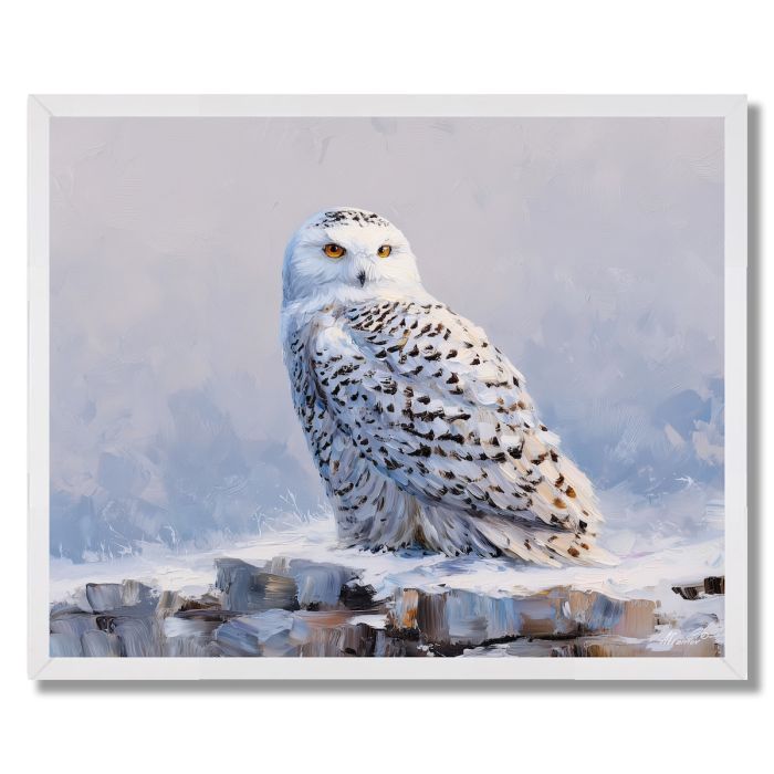 SILENT SNOWY OWL - FRAMED