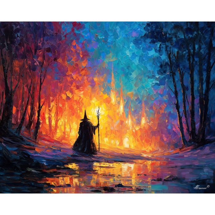 rune magic portrait,guardian,fantasy art,oil painting,afremov style