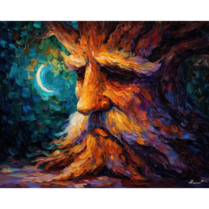 druid portrait,nature magic,oil painting,afremov style