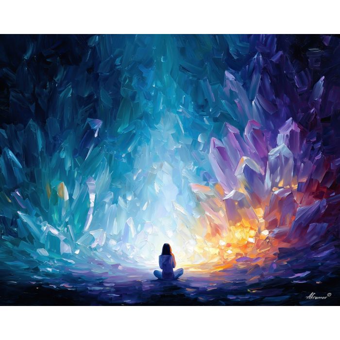 crystal magic portrait,clarity,oil painting,afremov style