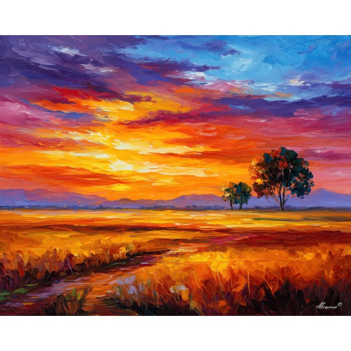 sunset plains,warm light,oil painting,afremov style