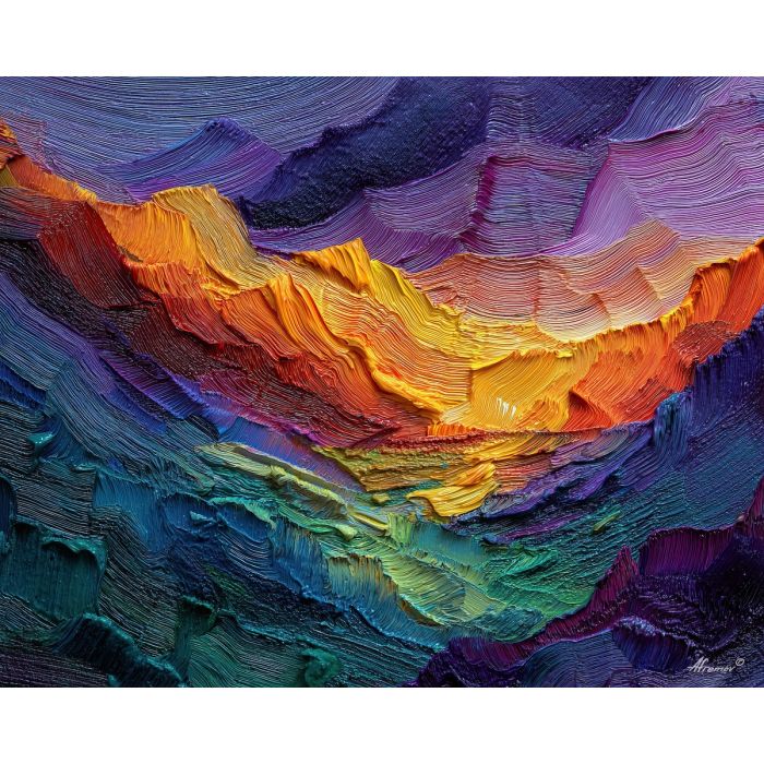 abstract terrain,inner world,oil painting,afremov style