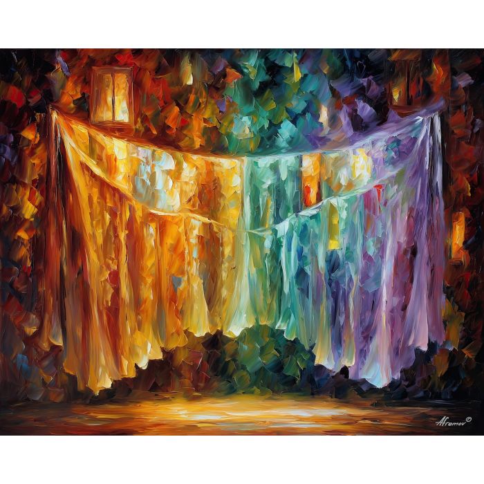 abstract structure,layered forms,oil painting,afremov style